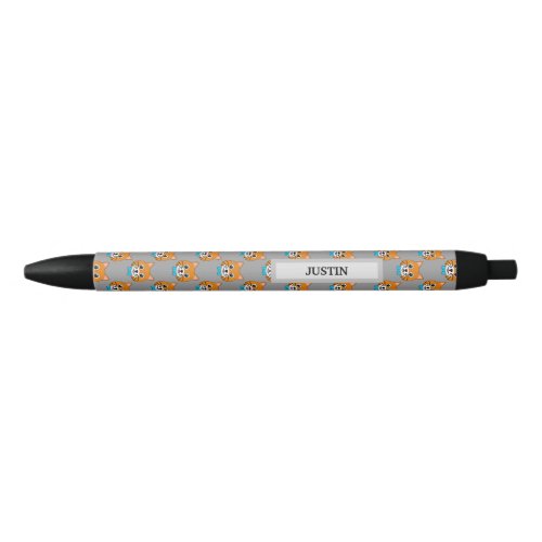 Cute Happy Ginger Cat with Papillon  Personalize Black Ink Pen