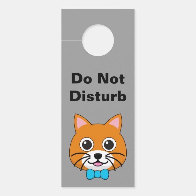 Cute Happy Ginger Cat with Papillon | Personalize Door Hanger (Front)