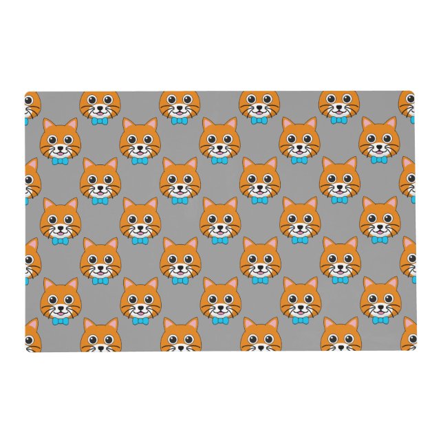 Cute Happy Ginger Cat with Papillon Placemat (Front)
