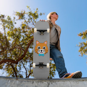 Cute Happy Ginger Cat with Papillon Skateboard