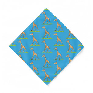 Cute happy giraffe with butterfly cartoon bandana