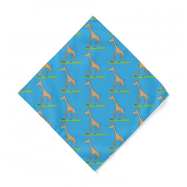 Cute happy giraffe with butterfly cartoon bandana (Front)