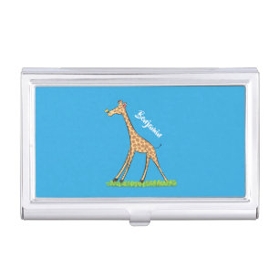 Cute happy giraffe with butterfly cartoon business card case