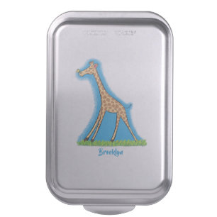 Cute happy giraffe with butterfly cartoon cake pan