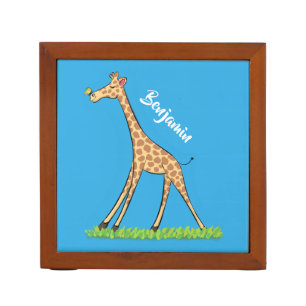 Cute happy giraffe with butterfly cartoon desk organizer