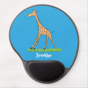 Cute happy giraffe with butterfly cartoon gel mouse pad