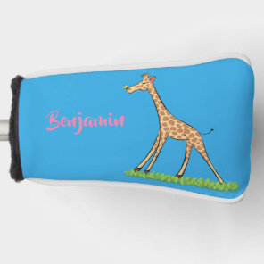 Cute happy giraffe with butterfly cartoon golf head cover
