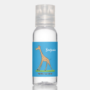 Cute happy giraffe with butterfly cartoon hand sanitizer