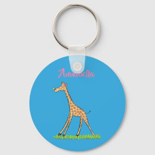 Cute happy giraffe with butterfly cartoon keychain