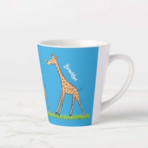 Cute happy giraffe with butterfly cartoon latte mug