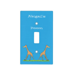 Cute happy giraffe with butterfly cartoon  light switch cover