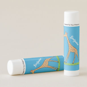 Cute happy giraffe with butterfly cartoon lip balm
