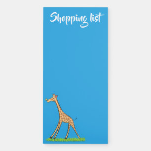 Cute happy giraffe with butterfly cartoon magnetic notepad