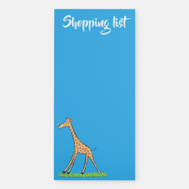 Cute happy giraffe with butterfly cartoon magnetic notepad (Front)