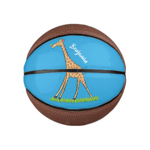 Cute happy giraffe with butterfly cartoon mini basketball