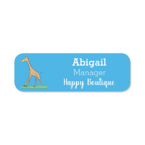 Cute happy giraffe with butterfly cartoon  name tag