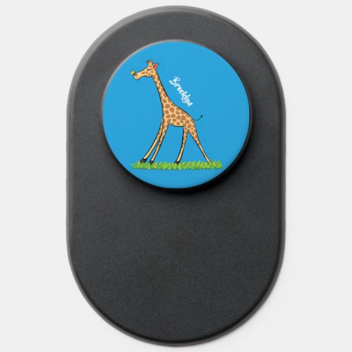 Cute happy giraffe with butterfly cartoon PopSocket