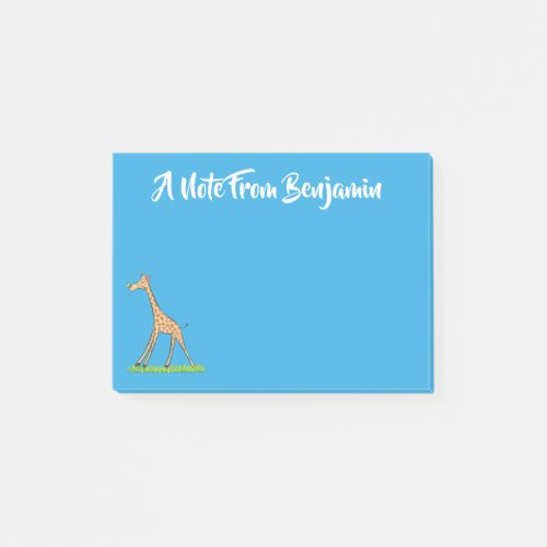 Cute happy giraffe with butterfly cartoon post_it notes
