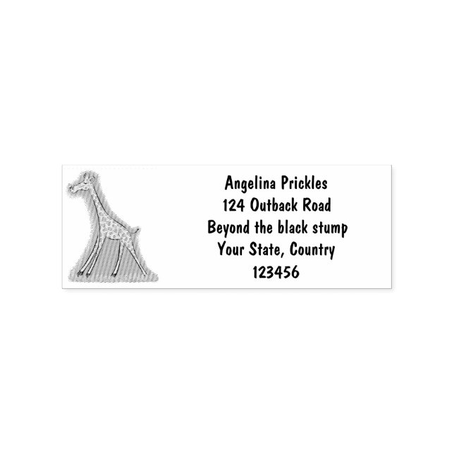 Cute happy giraffe with butterfly cartoon  rubber stamp (Imprint)