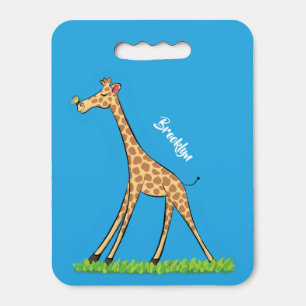 Cute happy giraffe with butterfly cartoon seat cushion