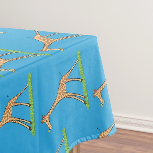 Cute happy giraffe with butterfly cartoon  tablecloth (In Situ)