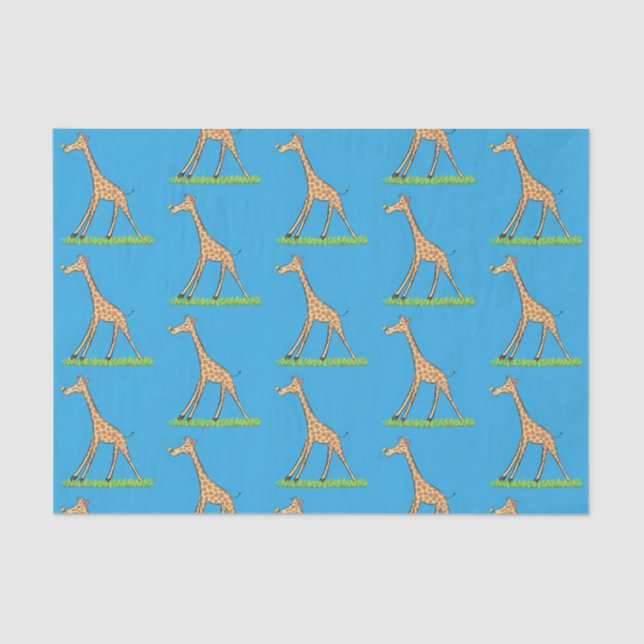 Cute happy giraffe with butterfly cartoon tissue paper (Front)