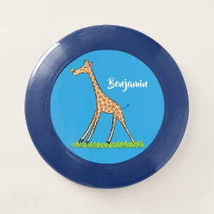 Cute happy giraffe with butterfly cartoon Wham-O frisbee