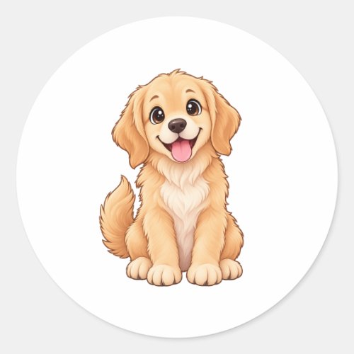 Cute Happy Golden Retriever – Kawaii Dog Lover Sti Classic Round Sticker