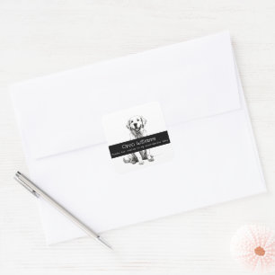Cute Happy Golden Retriever Woof birthday Square Sticker