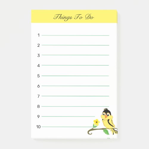 Cute happy goldfinch birdy Things To Do Post_it Notes