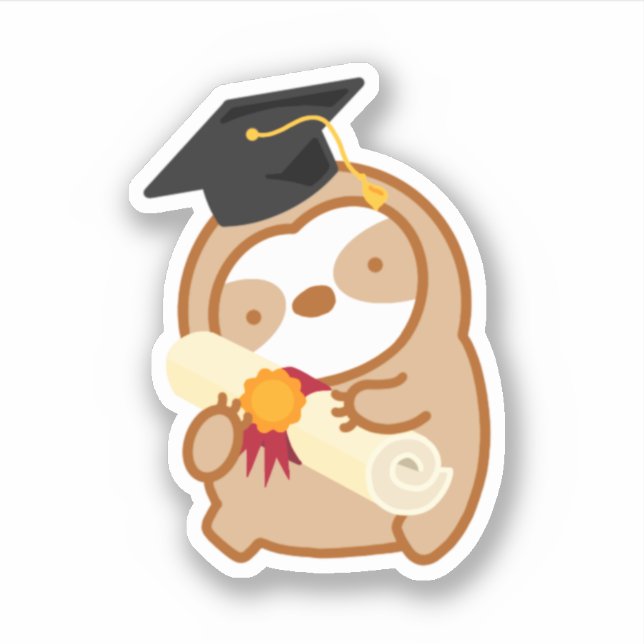 Cute Happy Graduation Sloth Sticker (Front)