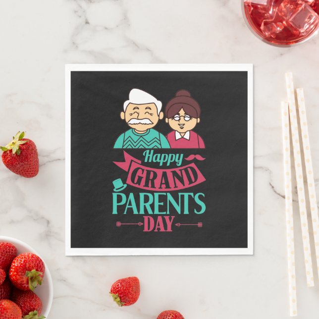 Cute Happy Grandparents Day word art  Napkins (Insitu)