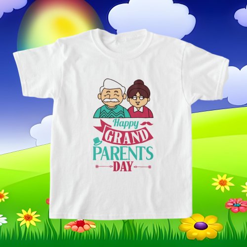 cute Happy Grandparents Day word art  T_Shirt