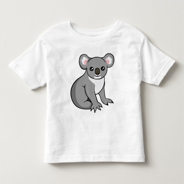 Cute Happy Gray Koala Drawing Toddler Unisex Shirt (Front)