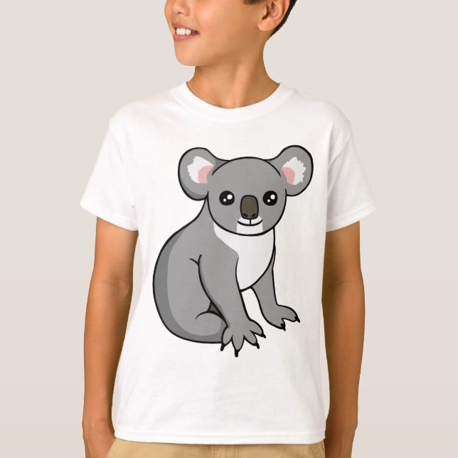 Cute Happy Gray Koala Drawing Unisex Kids T-Shirt (Front)