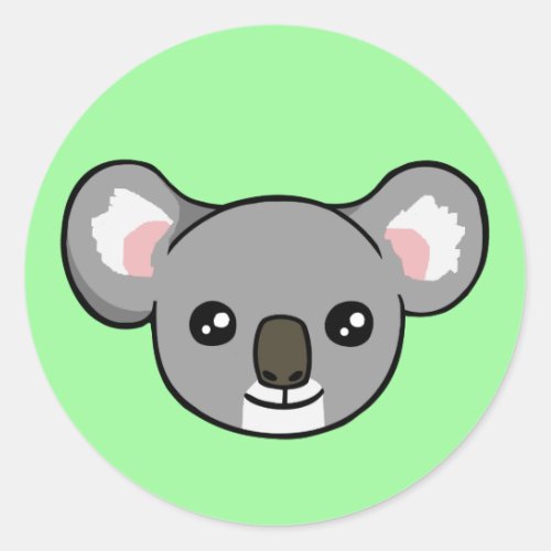 Cute Happy Gray Koala Face Drawing Sticker