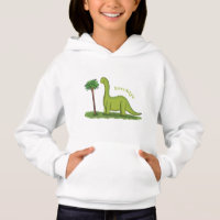 Cute happy green brontosaurus dinosaur cartoon