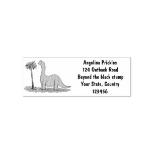 Cute happy green brontosaurus dinosaur self-inking stamp