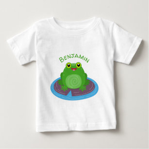 Cute happy green frog cartoon illustration baby T-Shirt