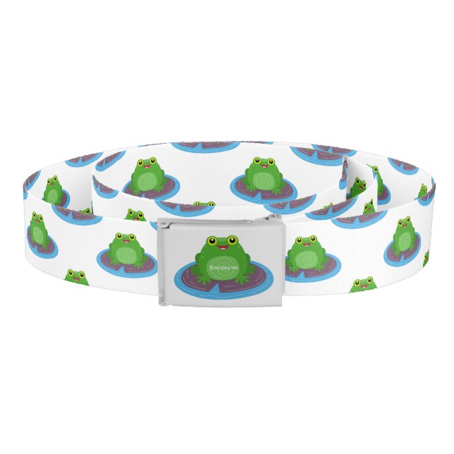 Cute happy green frog cartoon illustration belt (Coil)
