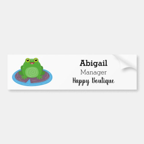 Cute happy green frog cartoon illustration bumper sticker