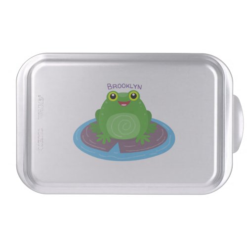 Cute happy green frog cartoon illustration cake pan