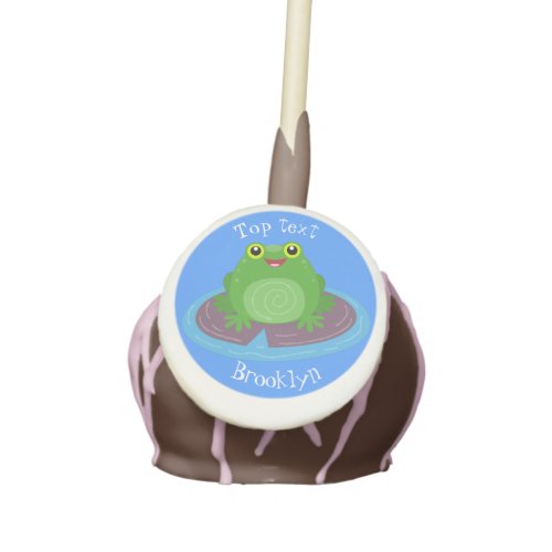 Cute happy green frog cartoon illustration cake pops