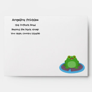 Cute happy green frog cartoon illustration envelope