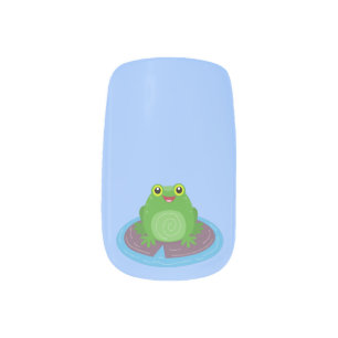 Cute happy green frog cartoon illustration minx nail art