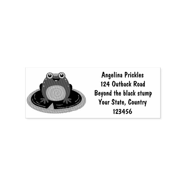 Cute happy green frog cartoon illustration rubber stamp (Imprint)