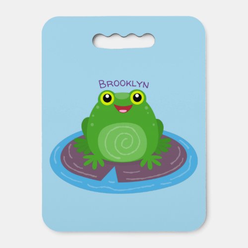 Cute happy green frog cartoon illustration seat cushion