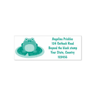 Cute happy green frog cartoon illustration self-inking stamp