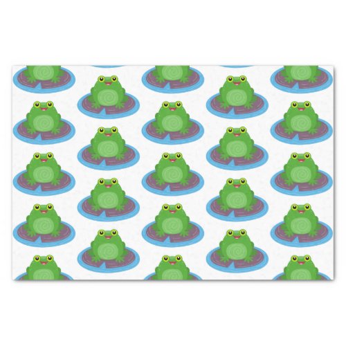 Cute happy green frog cartoon illustration tissue paper