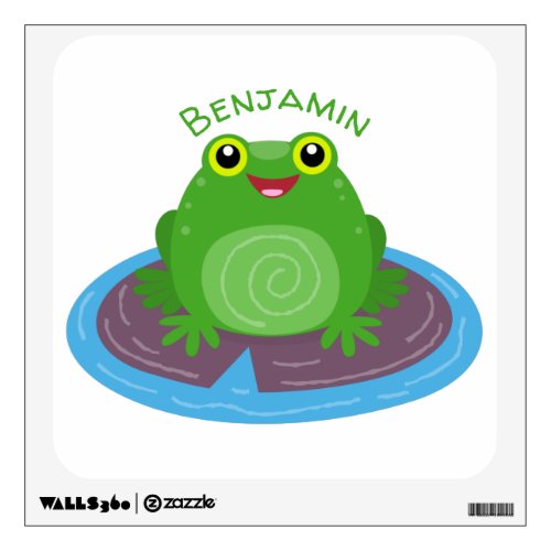 Cute happy green frog cartoon illustration wall decal